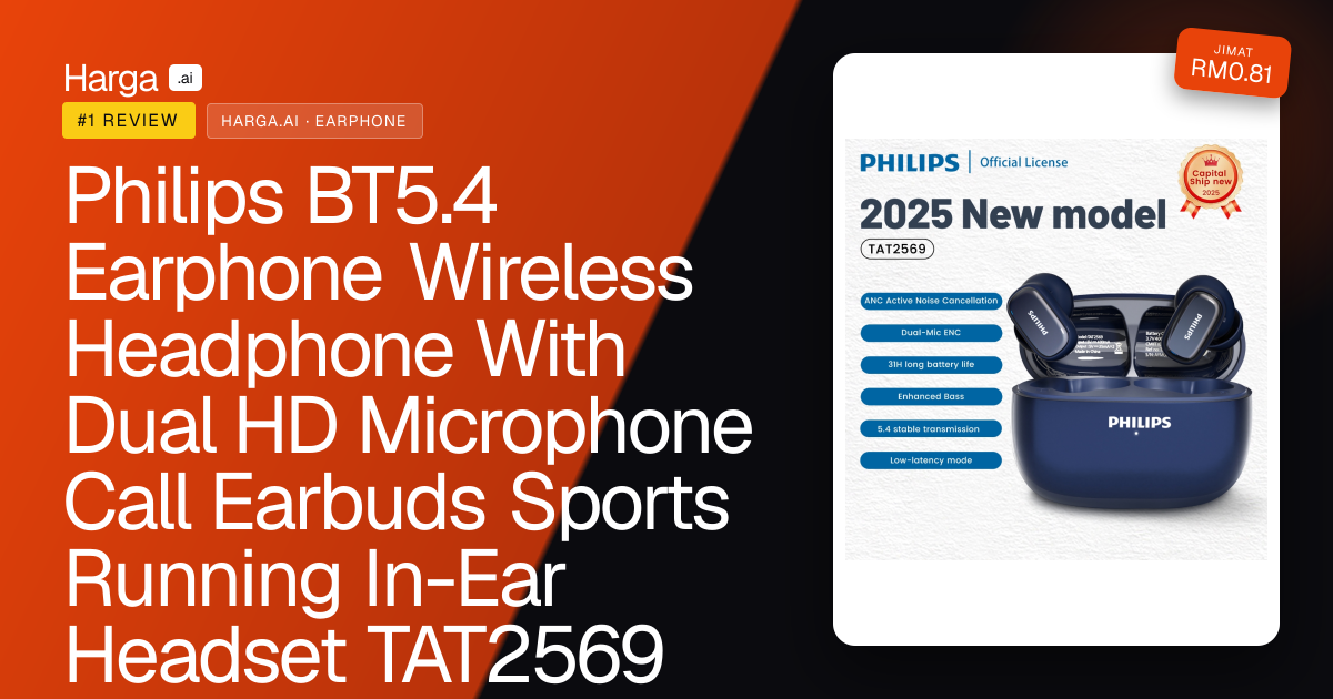 Philips BT5.4 Earphone Wireless Headphone With Dual HD Microphone Call Earbuds Sports Running In-Ear Headset TAT2569 review