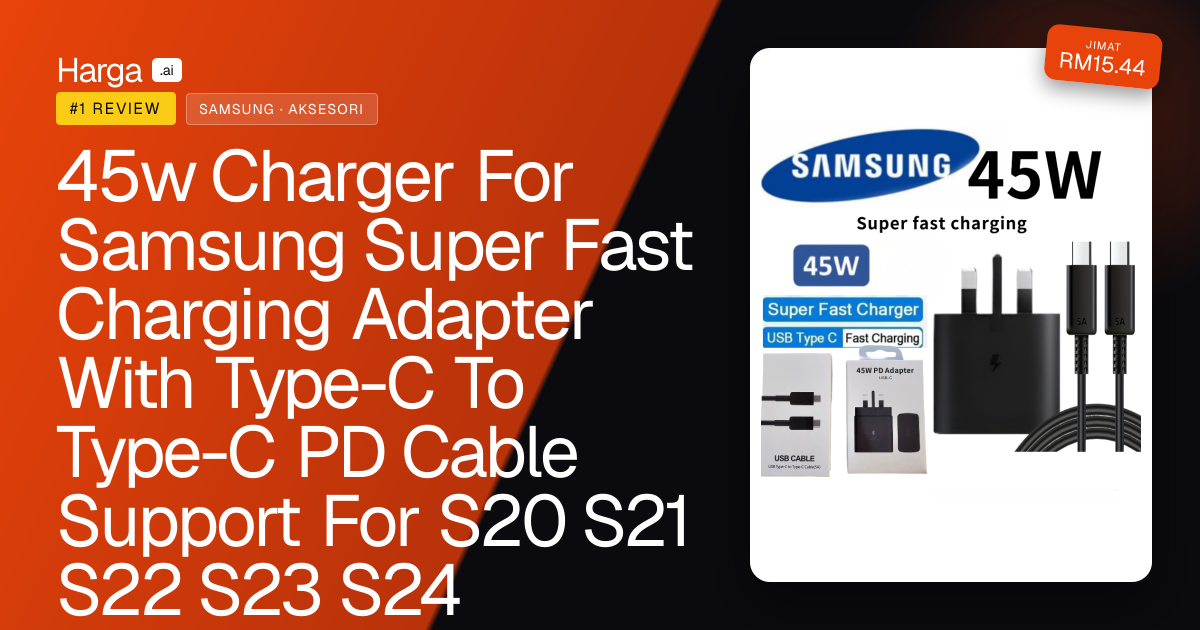 45w Charger For Samsung Super Fast Charging Adapter With Type-C To Type-C PD Cable Support For S20 S21 S22 S23 S24 review