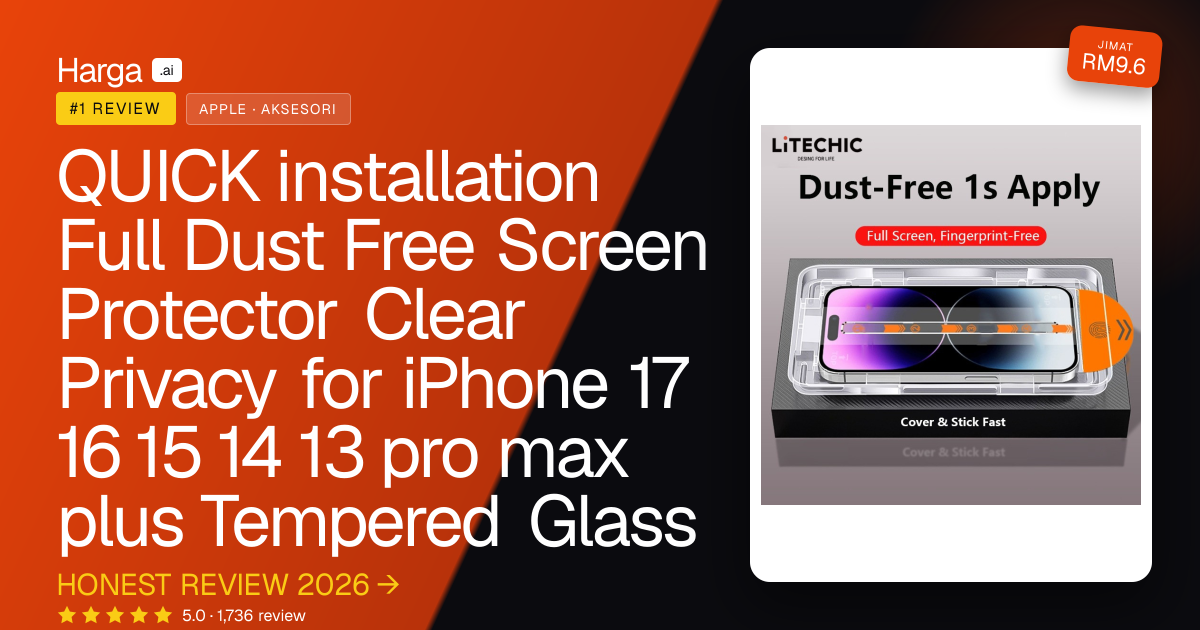 QUICK installation Full Dust Free Screen Protector Clear Privacy for iPhone 17 16 15 14 13 pro max plus Tempered Glass review