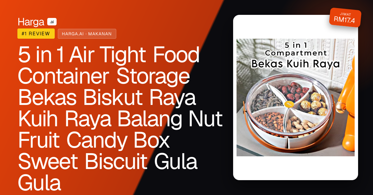 5 in 1 Air Tight Food Container Storage Bekas Biskut Raya Kuih Raya Balang Nut Fruit Candy Box Sweet Biscuit Gula Gula review