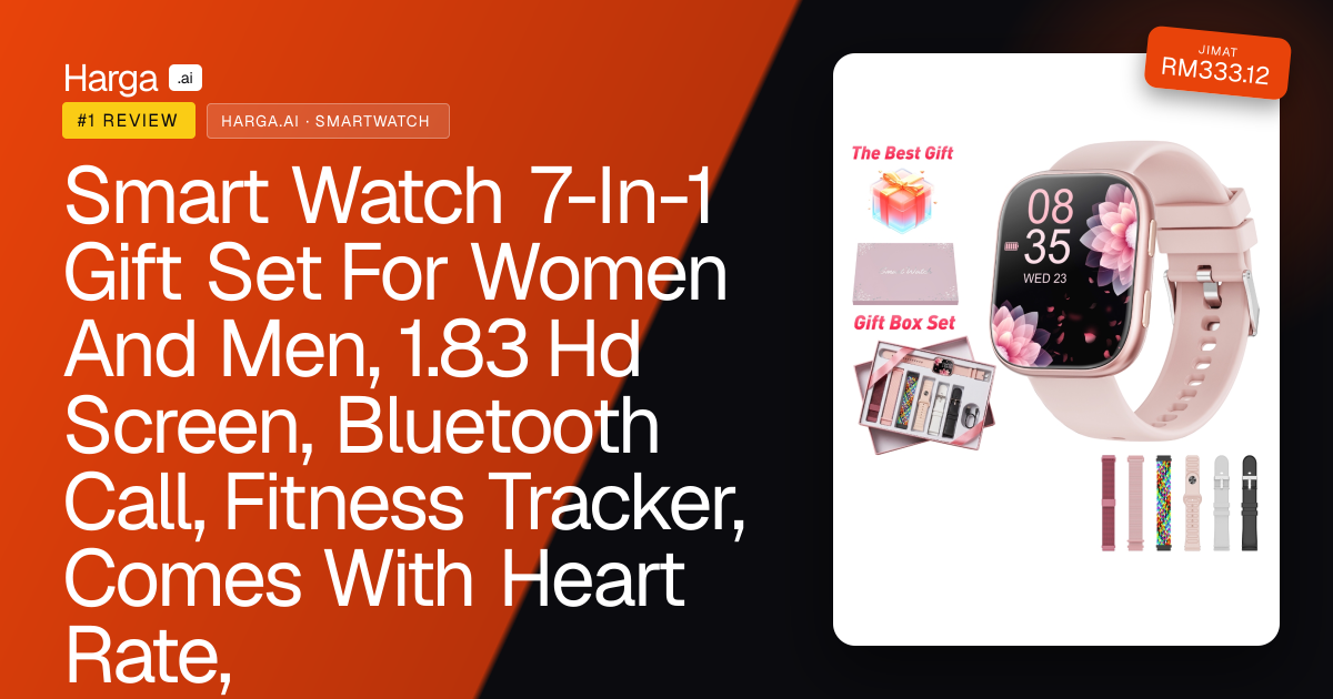 Smart Watch 7-In-1 Gift Set For Women And Men, 1.83 Hd Screen, Bluetooth Call, Fitness Tracker, Comes With Heart Rate, review