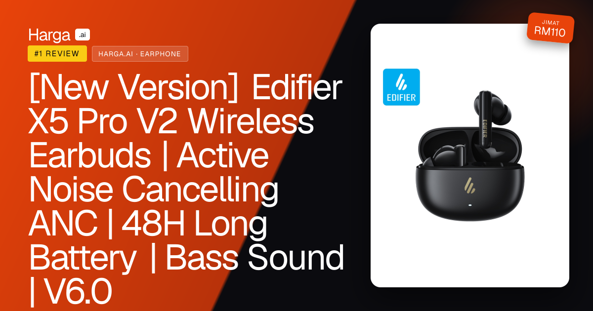 [New Version] Edifier X5 Pro V2 Wireless Earbuds | Active Noise Cancelling ANC | 48H Long Battery | Bass Sound | V6.0 review