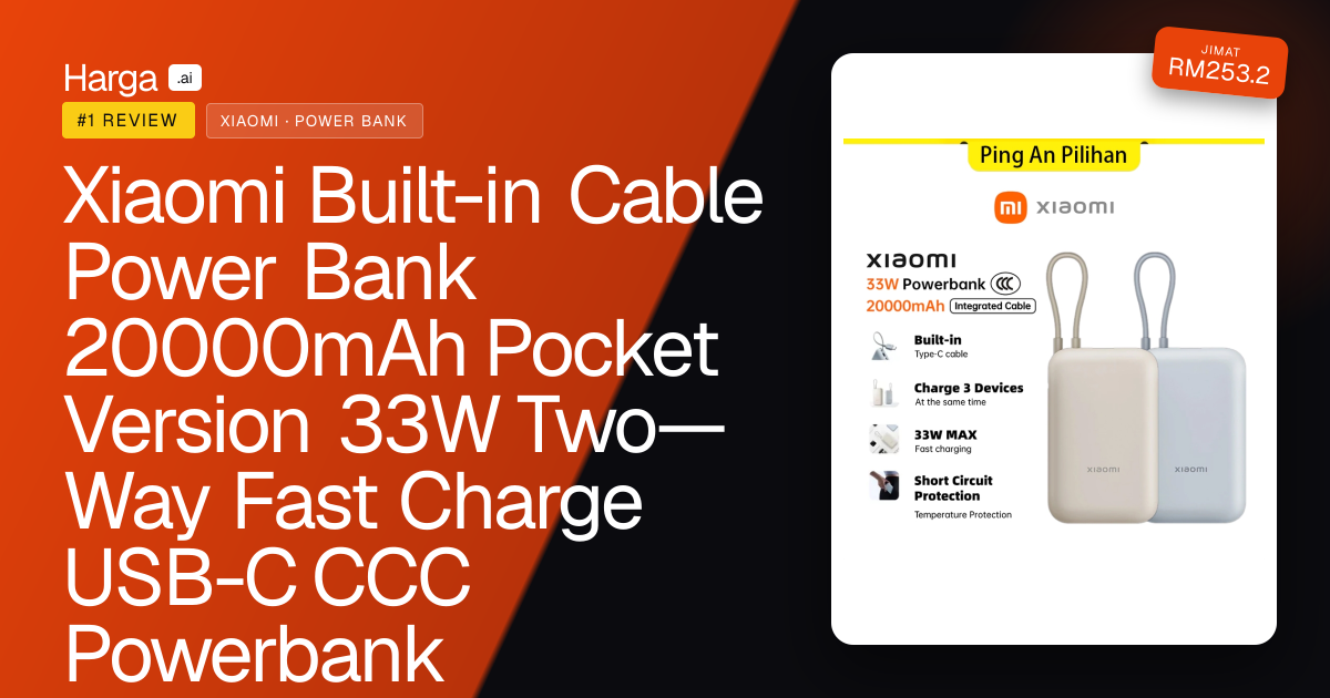 Xiaomi Built-in Cable Power Bank 20000mAh Pocket Version 33W Two—Way Fast Charge USB-C CCC Powerbank review