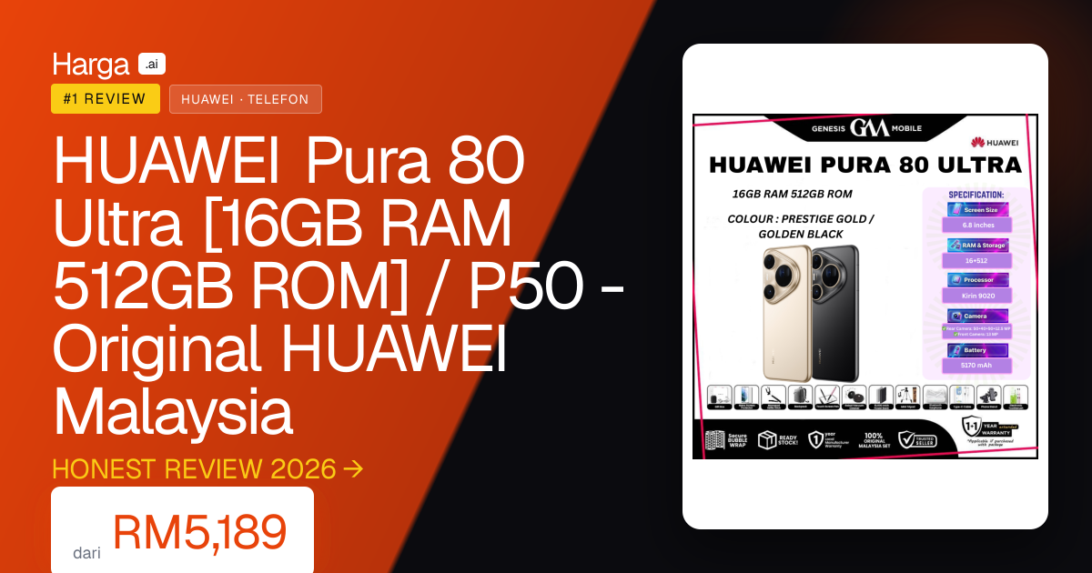 HUAWEI Pura 80 Ultra [16GB RAM 512GB ROM] / P50 - Original HUAWEI Malaysia review