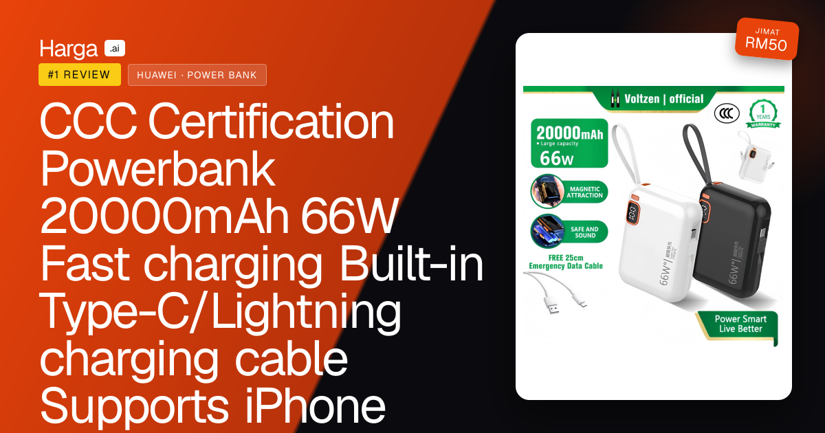 CCC Certification Powerbank 20000mAh 66W Fast charging Built-in Type-C/Lightning charging cable Supports iPhone 17/16/15/14/13, Huawei, Xiaomi, Vivo, Oppo,Mini portable power bank review