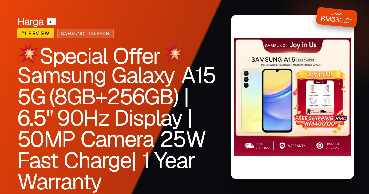 💥Special Offer💥 Samsung Galaxy A15 5G (8GB+256GB) | 6.5" 90Hz Display | 50MP Camera 25W Fast Charge| 1 Year Warranty review