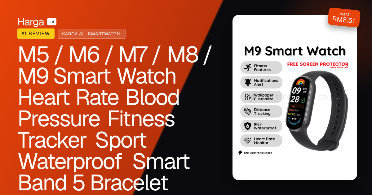 M5 / M6 / M7 / M8 / M9 Smart Watch Heart Rate Blood Pressure Fitness Tracker Sport Waterproof Smart Band 5 Bracelet review