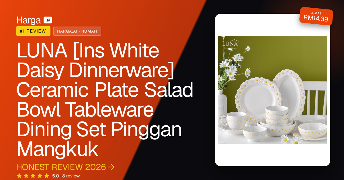 LUNA [Ins White Daisy Dinnerware] Ceramic Plate Salad Bowl Tableware Dining Set Pinggan Mangkuk review