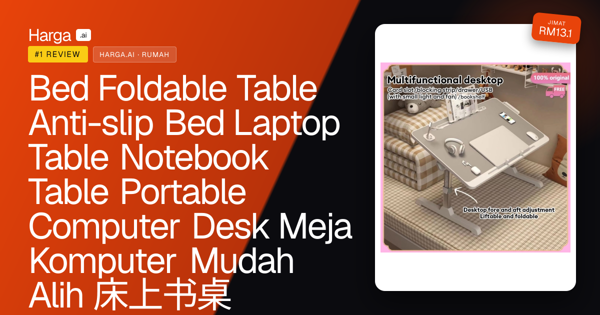 Bed Foldable Table Anti-slip Bed Laptop Table Notebook Table Portable Computer Desk Meja Komputer Mudah Alih 床上书桌 review