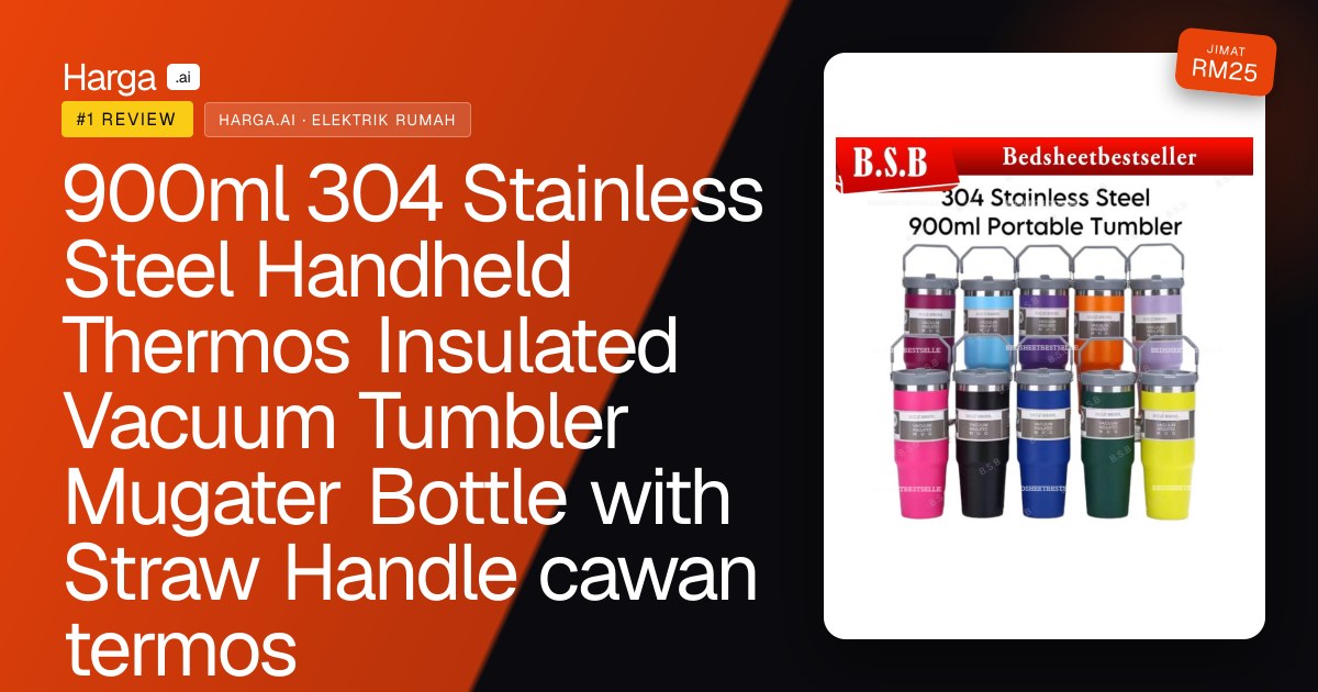 900ml 304 Stainless Steel Handheld Thermos Insulated Vacuum Tumbler  Mugater Bottle with Straw Handle cawan termos review