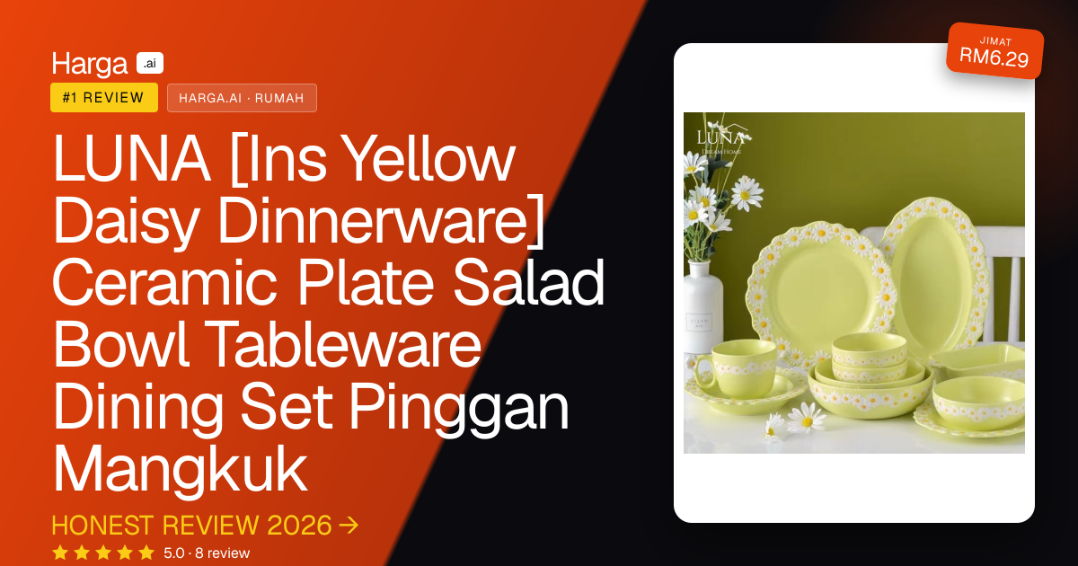 LUNA [Ins Yellow Daisy Dinnerware] Ceramic Plate Salad Bowl Tableware Dining Set Pinggan Mangkuk review
