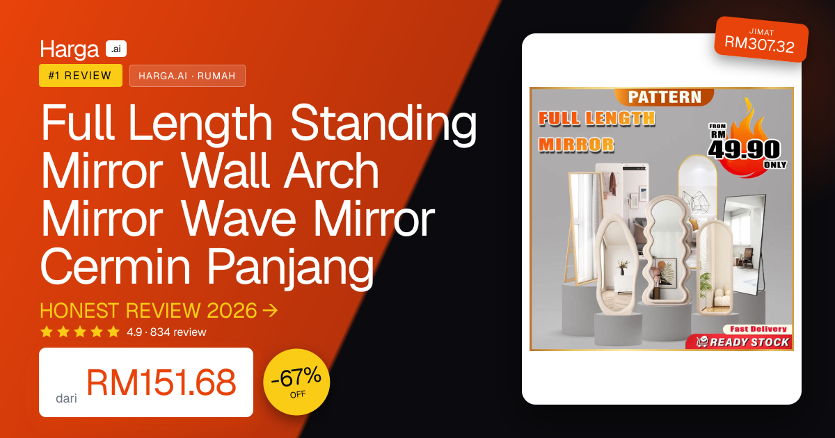 Full Length Standing Mirror Wall Arch Mirror Wave Mirror Cermin Panjang review