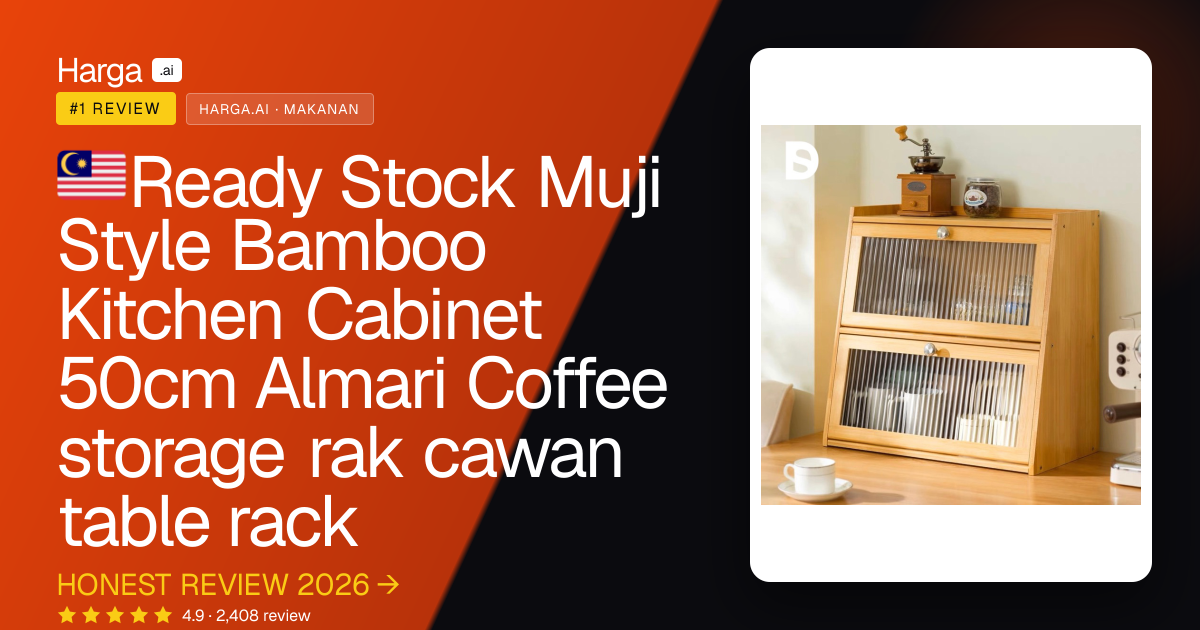 🇲🇾Ready Stock Muji Style Bamboo Kitchen Cabinet 50cm Almari Coffee storage rak cawan table rack review