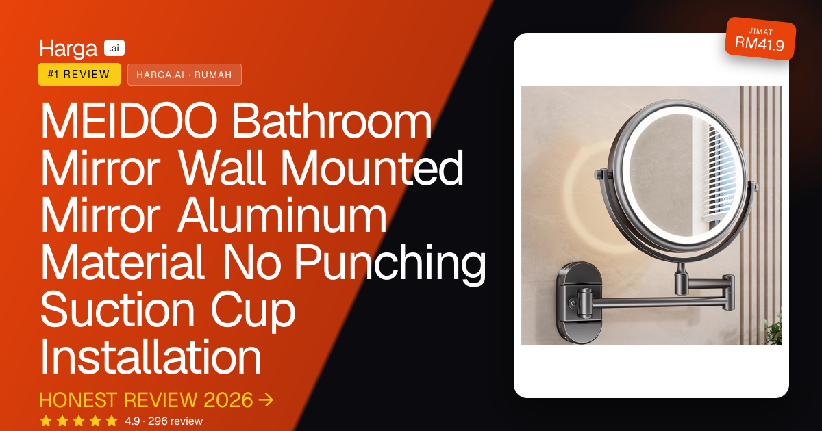 MEIDOO Bathroom Mirror Wall Mounted Mirror Aluminum Material No Punching Suction Cup Installation review
