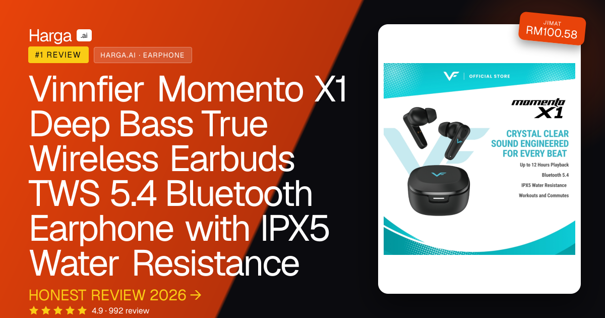 Vinnfier Momento X1 Deep Bass True Wireless Earbuds TWS 5.4 Bluetooth Earphone with IPX5 Water Resistance review
