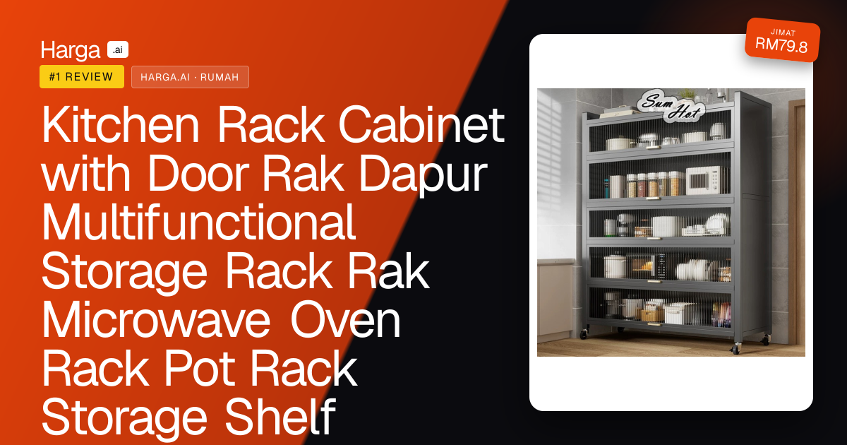 Kitchen Rack Cabinet with Door Rak Dapur Multifunctional Storage Rack Rak Microwave Oven Rack Pot Rack Storage Shelf review