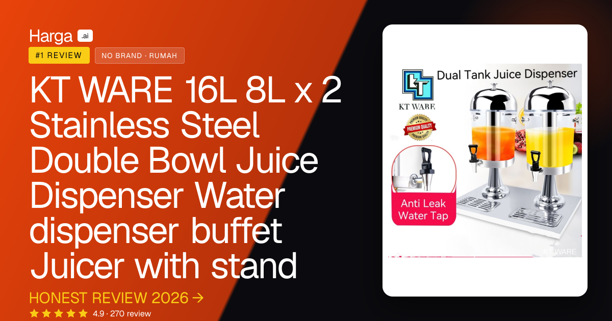 KT WARE 16L 8L x 2 Stainless Steel Double Bowl Juice Dispenser Water dispenser buffet Juicer with stand review