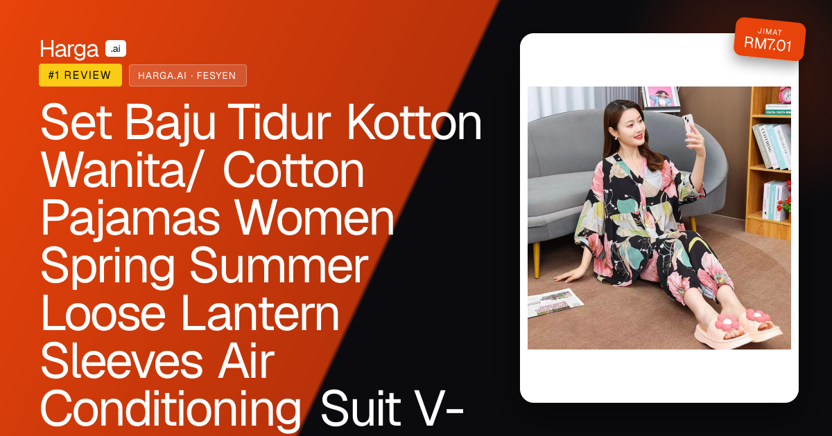 Set Baju Tidur Kotton Wanita/ Cotton Pajamas Women Spring Summer Loose Lantern Sleeves Air Conditioning Suit V-Neck review