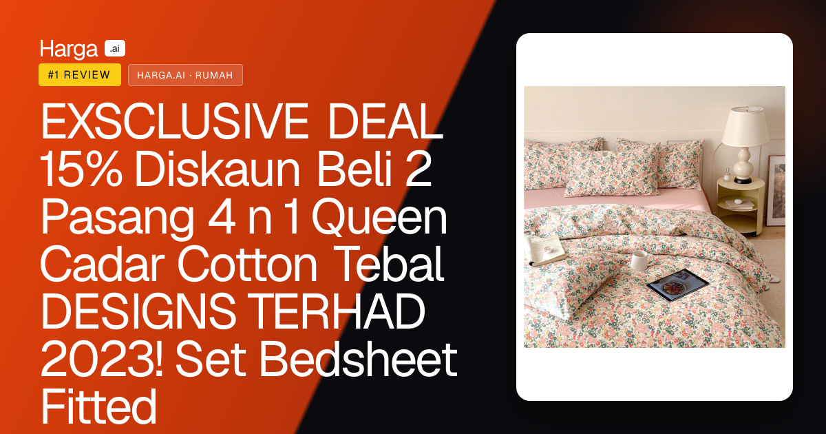 EXSCLUSIVE DEAL 15% Diskaun Beli 2 Pasang 4 n 1 Queen Cadar Cotton Tebal DESIGNS TERHAD 2023! Set Bedsheet Fitted review