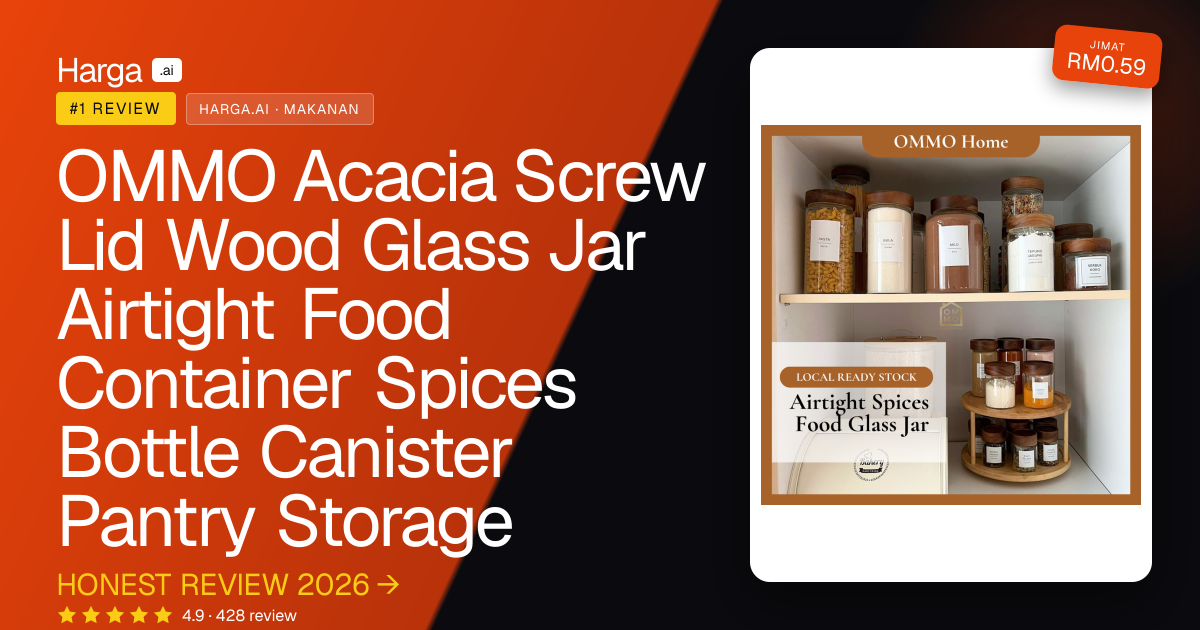 OMMO Acacia Screw Lid Wood Glass Jar Airtight Food Container Spices Bottle Canister Pantry Storage review