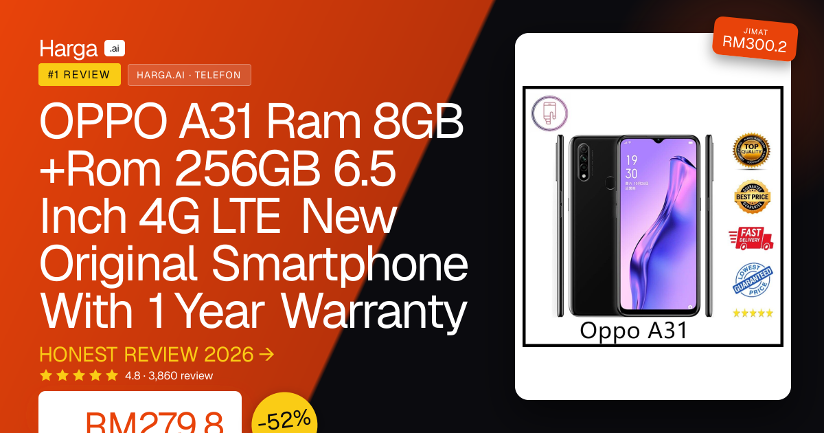OPPO A31 Ram 8GB +Rom 256GB 6.5  Inch 4G LTE New Original Smartphone With 1 Year Warranty review