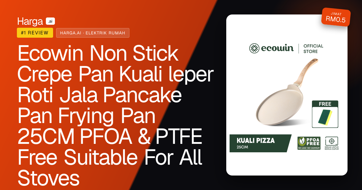 Ecowin Non Stick Crepe Pan Kuali leper Roti Jala Pancake Pan Frying Pan 25CM  PFOA & PTFE Free Suitable For All Stoves review