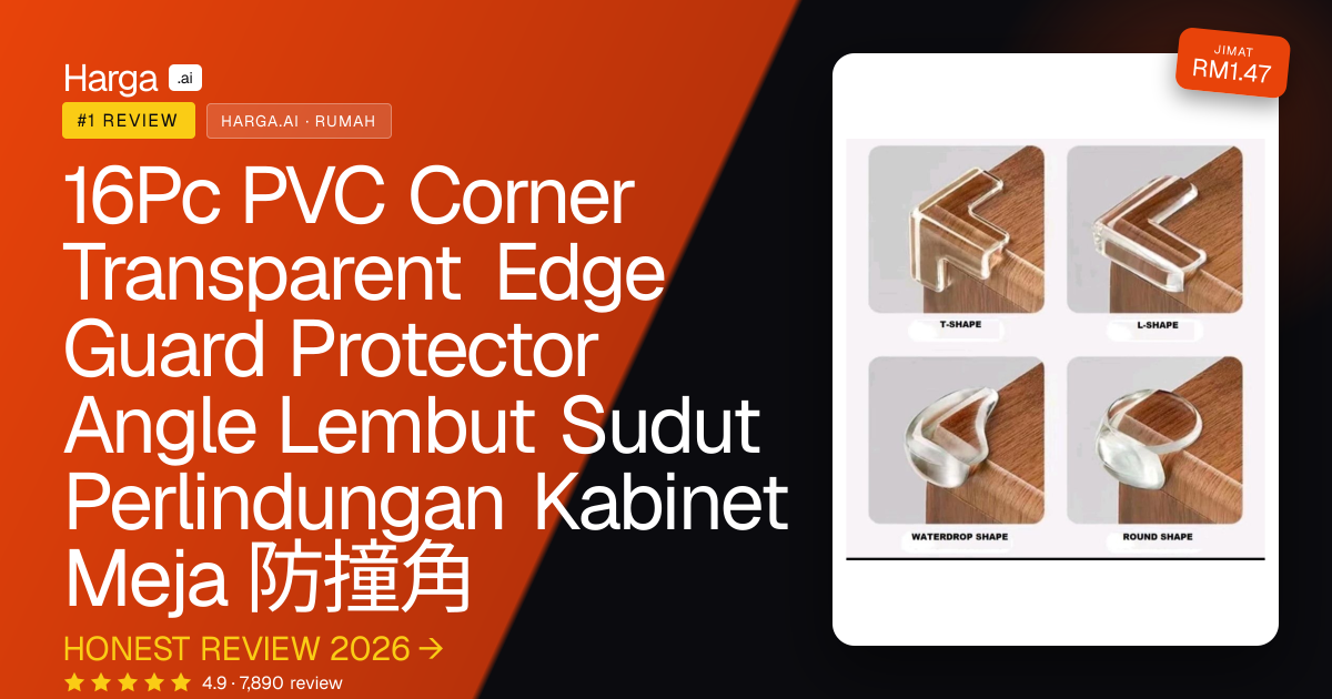 16Pc PVC  Corner Transparent Edge Guard Protector Angle Lembut Sudut Perlindungan Kabinet Meja 防撞角 review