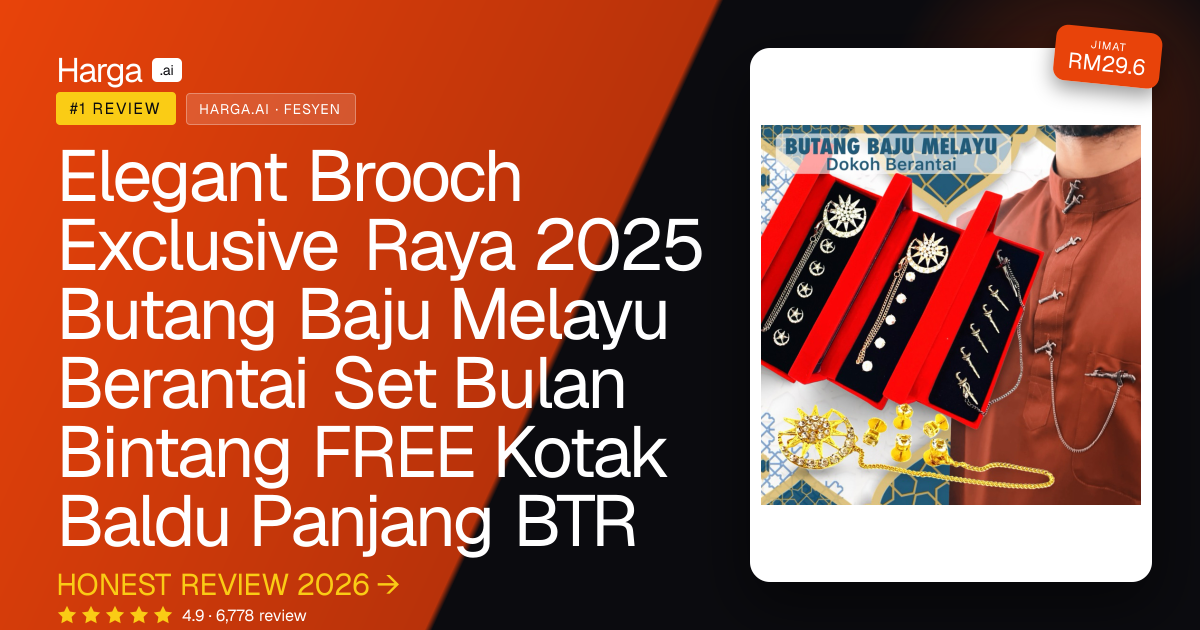 Elegant Brooch Exclusive Raya 2025 Butang Baju Melayu Berantai Set Bulan Bintang FREE Kotak Baldu Panjang BTR review