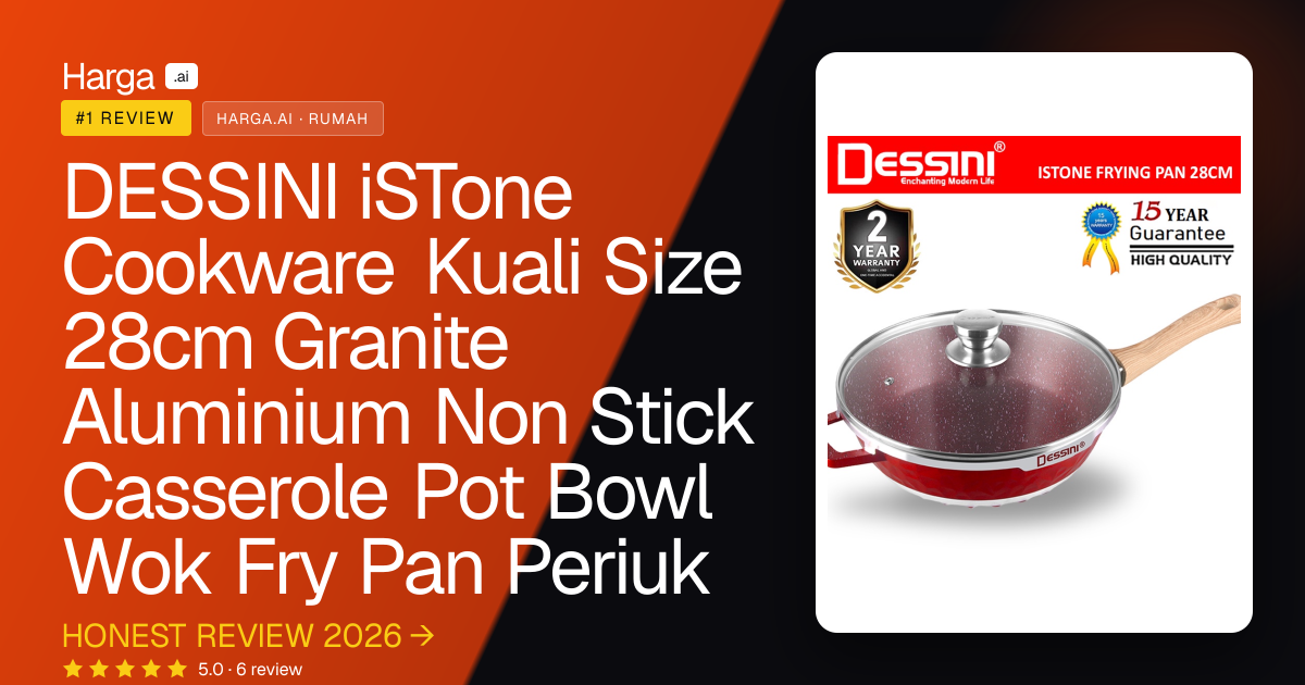 DESSINI iSTone Cookware Kuali Size 28cm Granite Aluminium Non Stick Casserole Pot Bowl Wok Fry Pan Periuk review