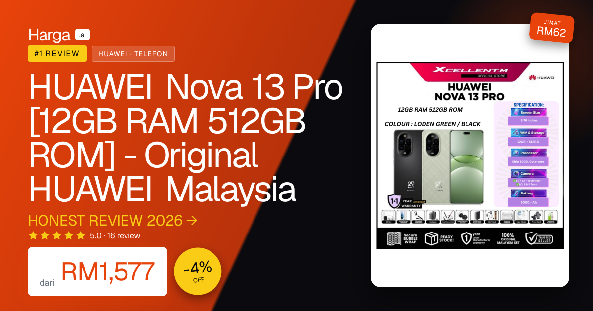HUAWEI Nova 13 Pro [12GB RAM 512GB ROM] - Original HUAWEI Malaysia review