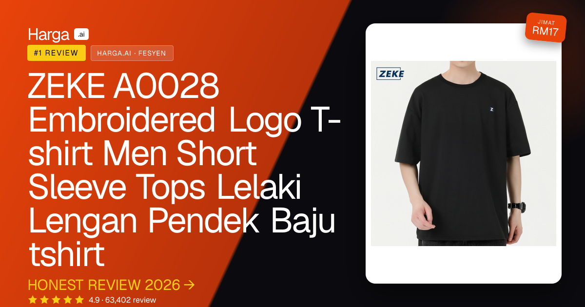ZEKE A0028 Embroidered Logo T-shirt Men Short Sleeve Tops Lelaki Lengan Pendek Baju tshirt review