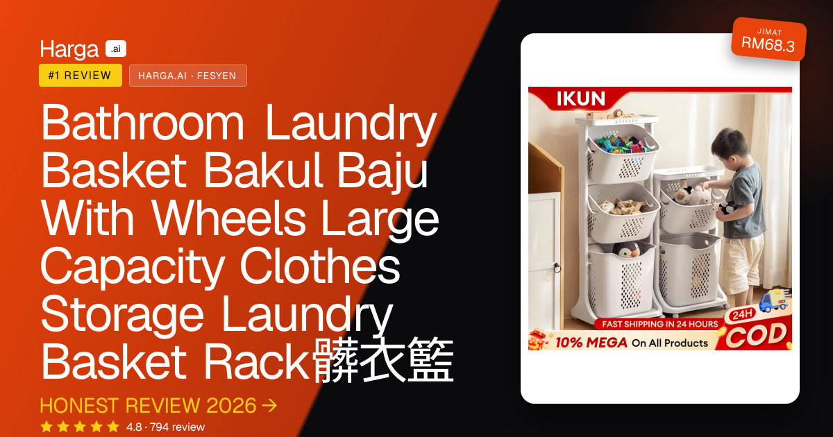 Bathroom Laundry Basket Bakul Baju With Wheels Large Capacity Clothes Storage Laundry Basket Rack髒衣籃 review