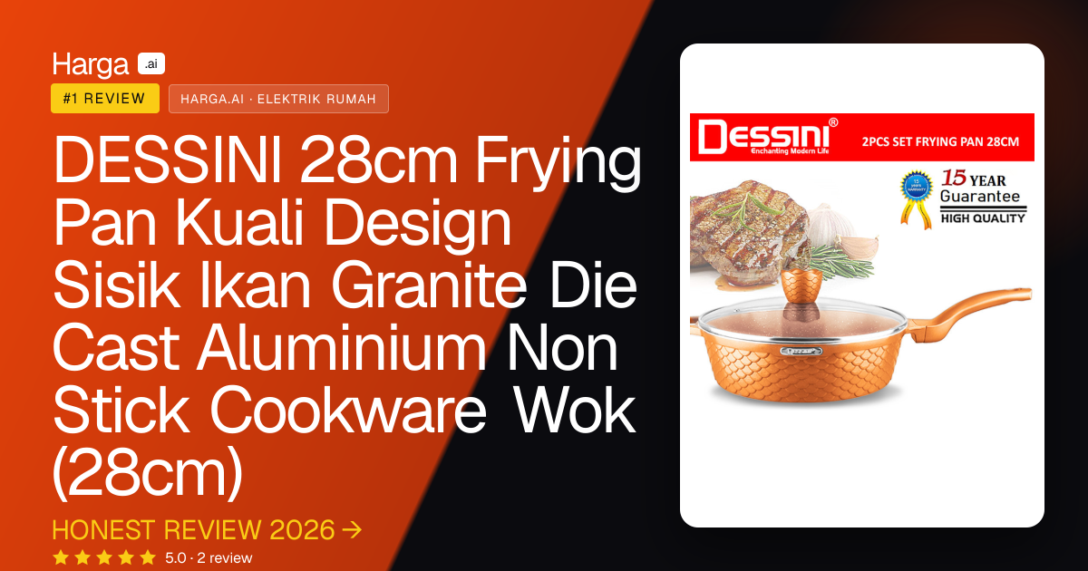 DESSINI  28cm Frying Pan Kuali Design Sisik Ikan Granite Die Cast Aluminium Non Stick  Cookware Wok (28cm) review
