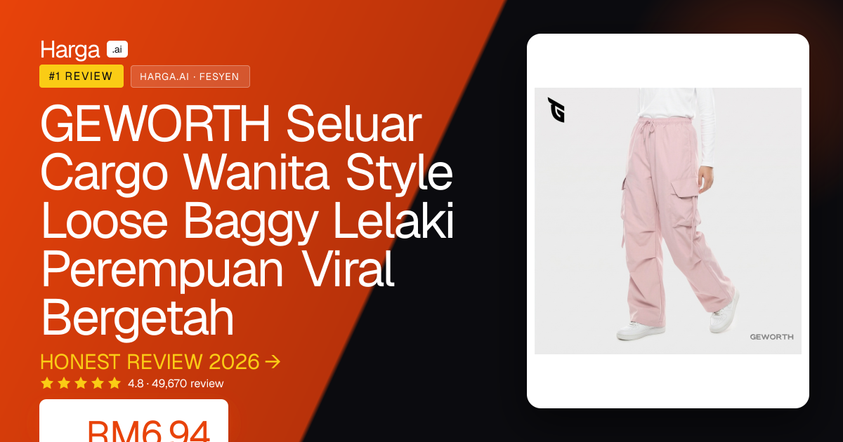 GEWORTH Seluar Cargo Wanita Style Loose Baggy Lelaki Perempuan Viral Bergetah review