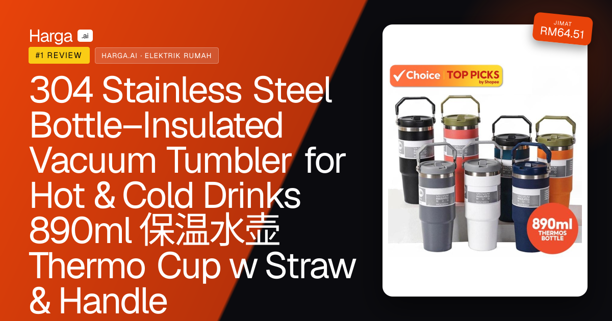 304 Stainless Steel Bottle–Insulated Vacuum Tumbler for Hot & Cold Drinks 890ml 保温水壶 Thermo Cup w Straw & Handle review