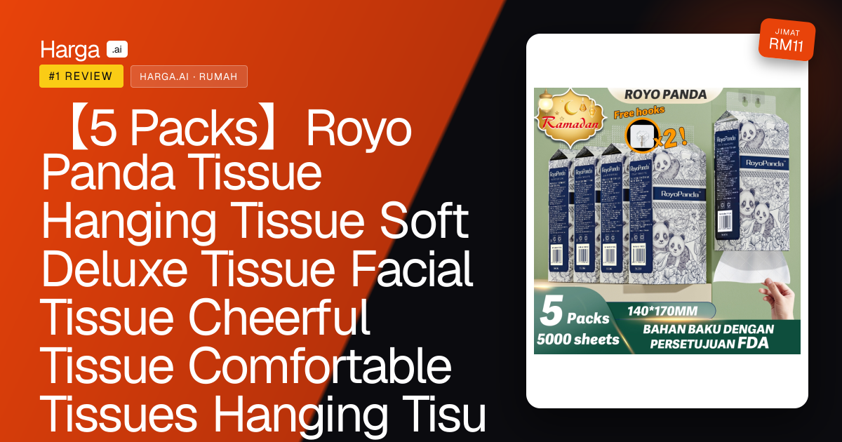 【5 Packs】Royo Panda Tissue Hanging Tissue Soft Deluxe Tissue Facial Tissue Cheerful Tissue Comfortable Tissues Hanging Tisu 5000 Sheets review