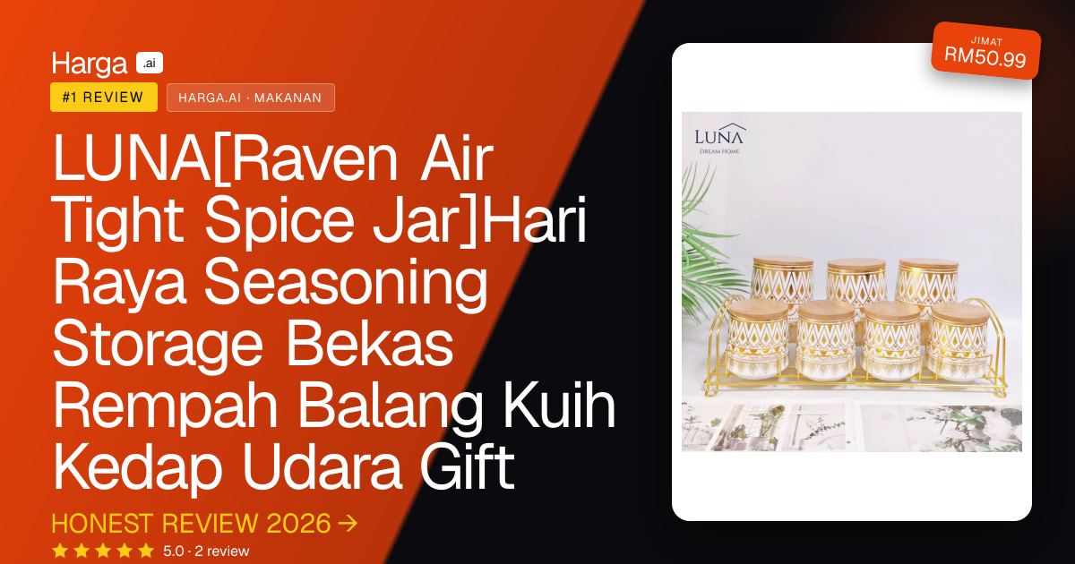 LUNA[Raven Air Tight Spice Jar]Hari Raya Seasoning Storage Bekas Rempah Balang Kuih Kedap Udara Gift review