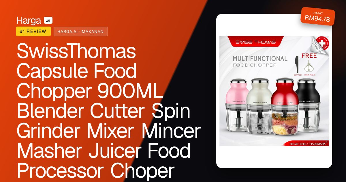 SwissThomas Capsule Food Chopper 900ML Blender Cutter Spin Grinder Mixer Mincer Masher Juicer Food Processor Choper review