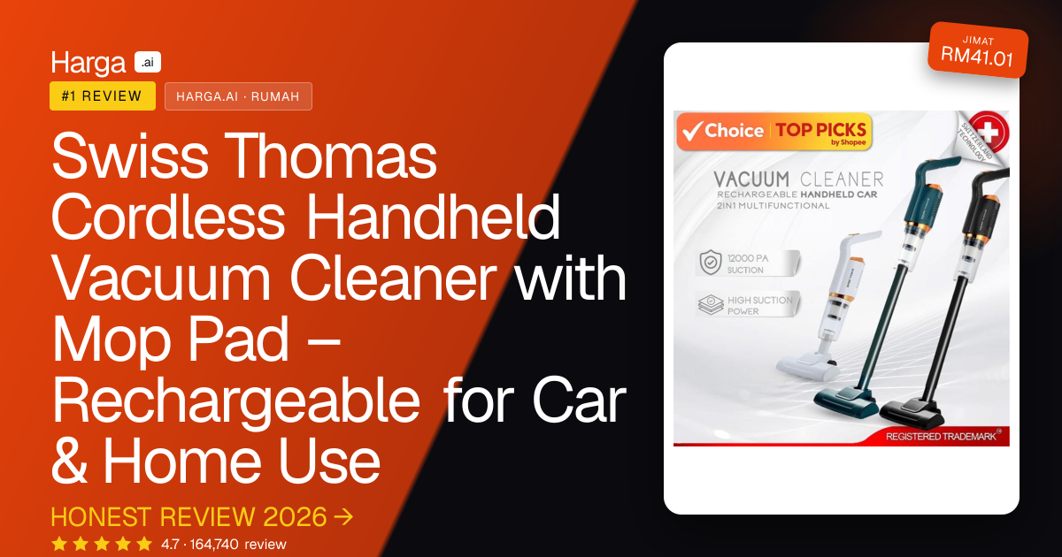 Swiss Thomas Cordless Handheld Vacuum Cleaner with Mop Pad – Rechargeable for Car & Home Use review