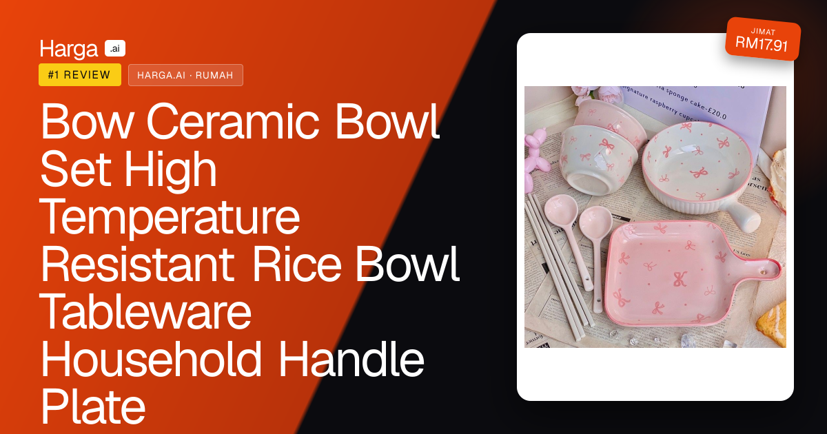 Bow Ceramic Bowl Set High Temperature Resistant Rice Bowl Tableware Household Handle Plate review