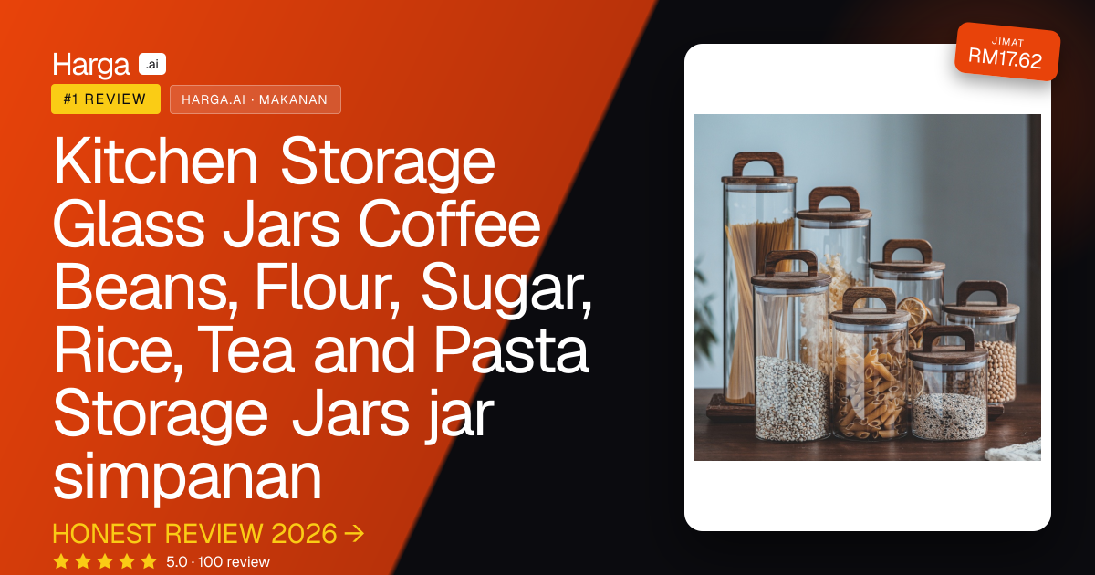 Kitchen Storage Glass Jars Coffee Beans, Flour, Sugar, Rice, Tea and Pasta Storage Jars jar simpanan review