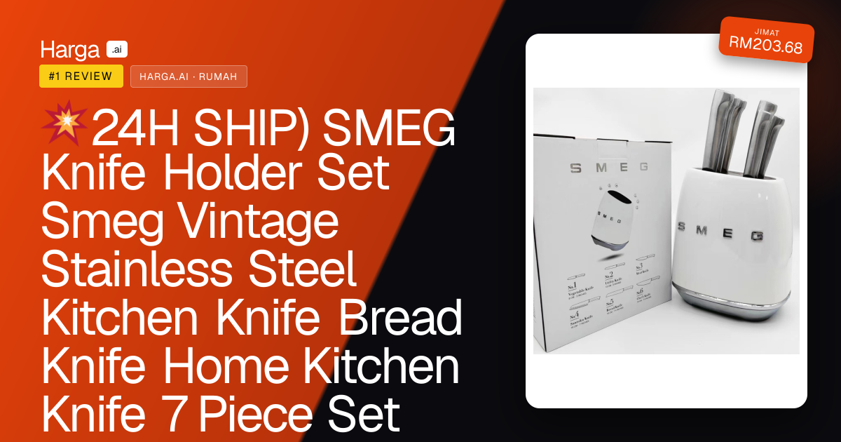 💥24H SHIP) SMEG Knife Holder Set Smeg Vintage Stainless Steel Kitchen Knife Bread Knife Home Kitchen Knife 7 Piece Set review