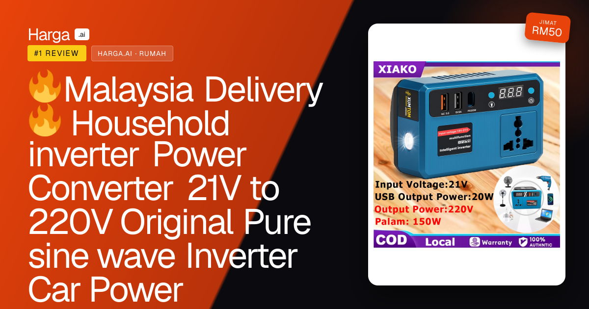 🔥Malaysia Delivery🔥 Household inverter Power Converter 21V to 220V Original Pure sine wave Inverter Car Power Transformer Bekalan kuasa Adapter Gelombang sinus tulen Penyongsang Power Inverter Penukar Suitable for 150W high-power electrical appliances 逆变器 review
