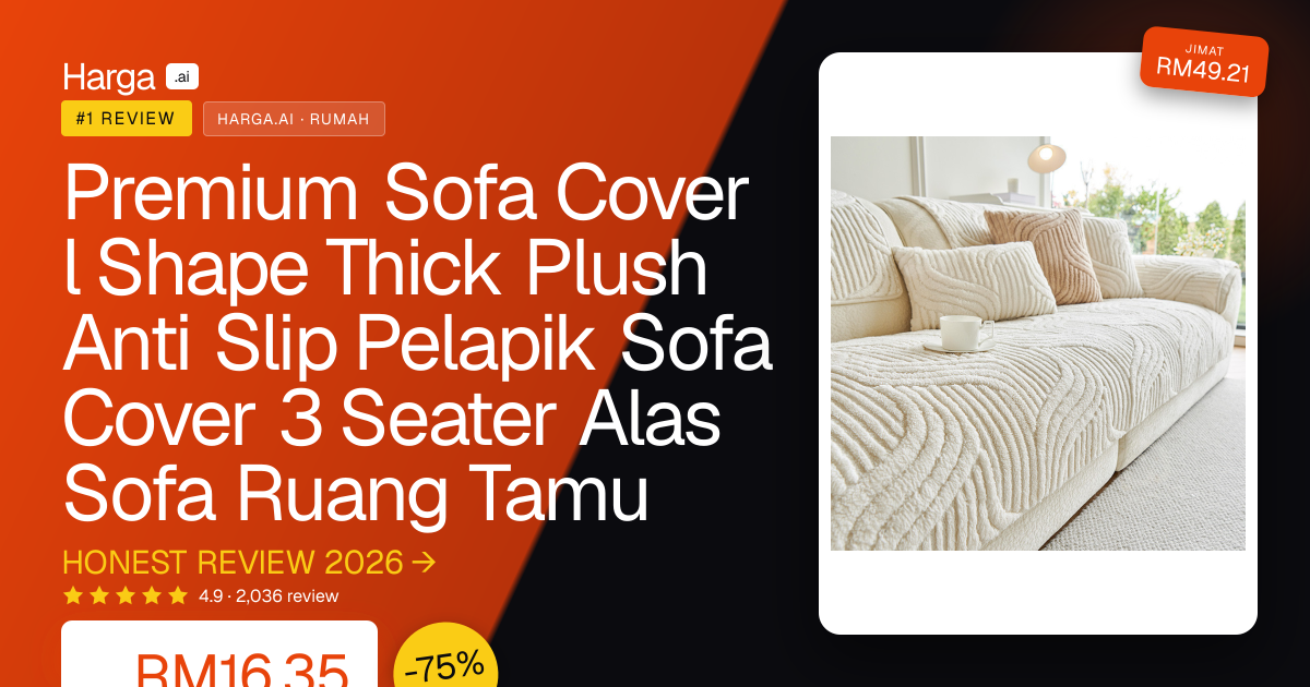 Premium Sofa Cover l Shape Thick Plush Anti Slip Pelapik Sofa Cover 3 Seater Alas Sofa Ruang Tamu review