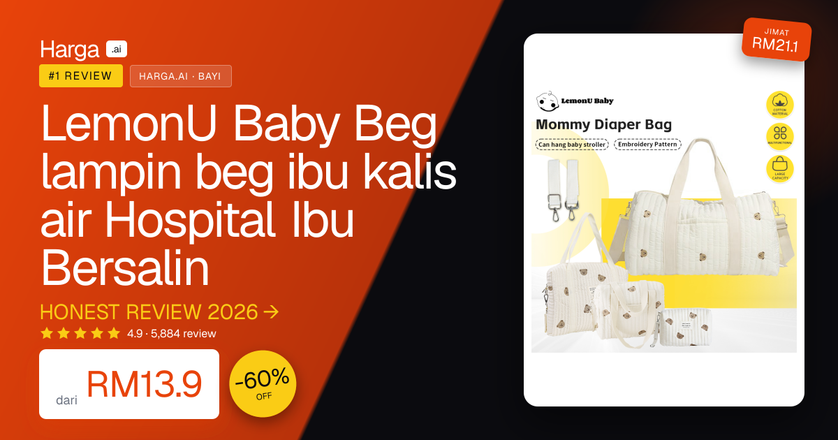 LemonU Baby Beg lampin beg ibu kalis air Hospital Ibu Bersalin review