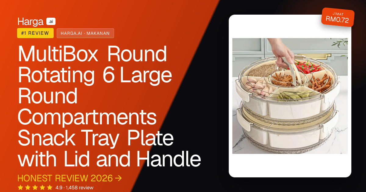 MultiBox Round Rotating 6 Large Round Compartments Snack Tray Plate with Lid and Handle review
