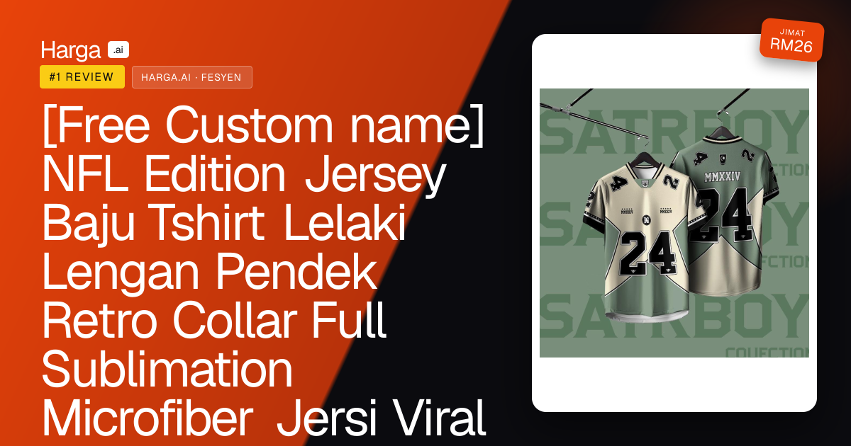 [Free Custom name] NFL Edition Jersey Baju Tshirt Lelaki Lengan Pendek Retro Collar Full Sublimation Microfiber Jersi Viral Tiktok Unisex review