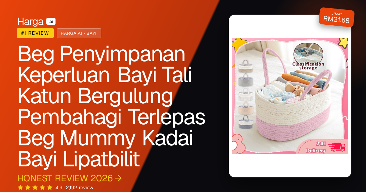 Beg Penyimpanan Keperluan Bayi Tali Katun Bergulung Pembahagi Terlepas Beg Mummy Kadai Bayi Lipatbilit review