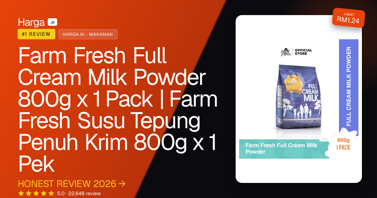 Farm Fresh Full Cream Milk Powder 800g x 1 Pack | Farm Fresh Susu Tepung Penuh Krim 800g x 1 Pek review