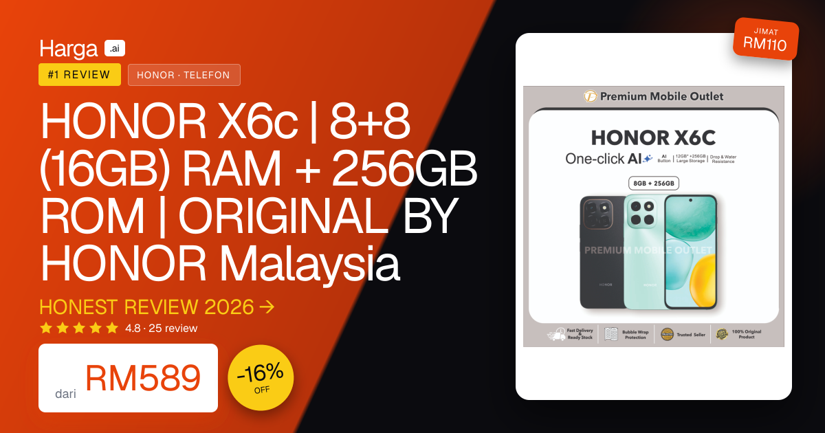 HONOR X6c | 8+8 (16GB) RAM + 256GB ROM | ORIGINAL BY HONOR Malaysia review